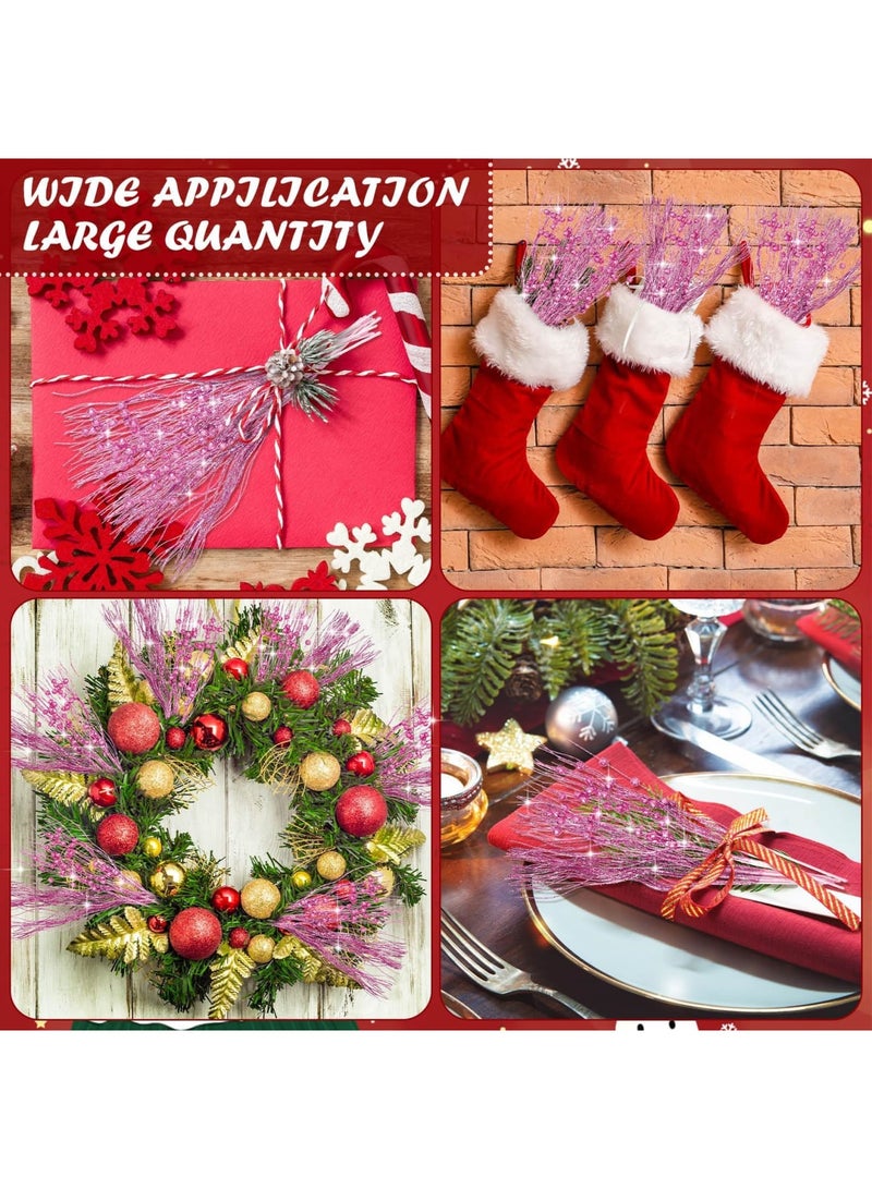 SYOSI 16-Pack Artificial Glitter Berry Stem Ornaments, Decorative Glittery Twigs, Picks, Branches for Tree, Wreath, Small Vase, Party (Pink) - Image 5